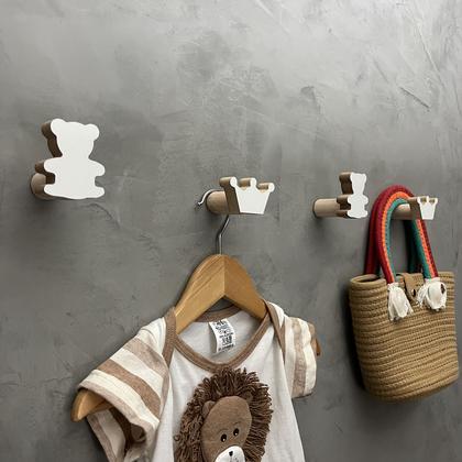 Imagem de 6 Ganchos de parede Urso e Coroa decoração infantil princesa