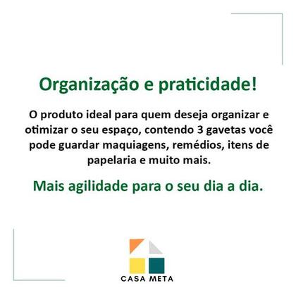 Imagem de 6 Gaveteiro Pequeno Organizar 3 Gavetas Transparente Ordene