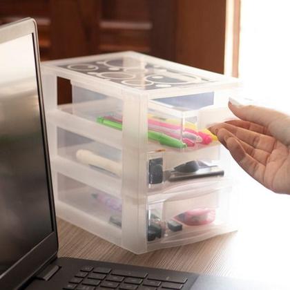 Imagem de 6 Gaveteiro Pequeno Organizar 3 Gavetas Transparente Ordene