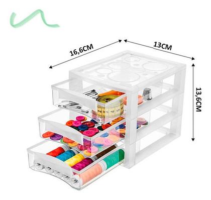 Imagem de 6 Gaveteiro Pequeno Organizar 3 Gavetas Transparente Ordene