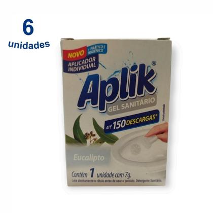 Imagem de 6 Gel Desodorizador Adesivo Perfumado com Aplicador Vaso até 150 Descargas 7g Marca Aplik - Envio Já