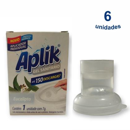 Imagem de 6 Gel Desodorizador Adesivo Perfumado com Aplicador Vaso até 150 Descargas 7g Marca Aplik - Envio Já