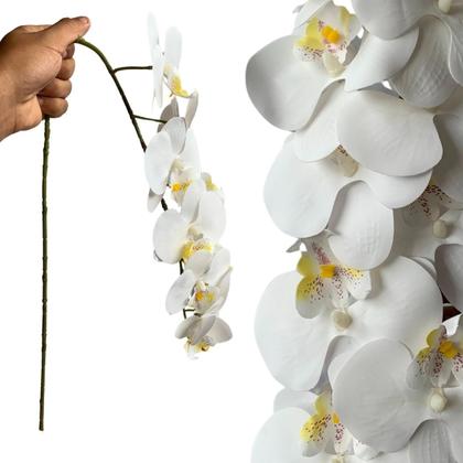 Imagem de 6 Hastes de Orquídea phalaenopsis Branca Artificial 80cm - Flores Decorativas para Mesa de Jantar - DE1324