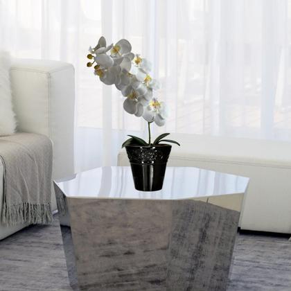 Imagem de 6 Hastes de Orquídea phalaenopsis Branca Artificial 80cm - Flores Decorativas para Mesa de Jantar - DE1324
