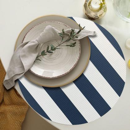 Imagem de 6 Jogo Americano Navy Alto Padrão Impermeável Redondo Br Az