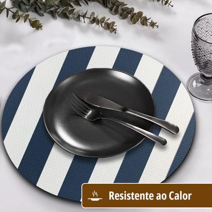 Imagem de 6 Jogo Americano Navy Alto Padrão Impermeável Redondo Br Az