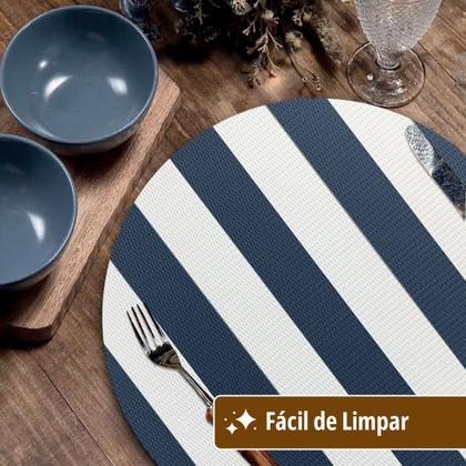 Imagem de 6 Jogo Americano Navy Alto Padrão Impermeável Redondo Br Az