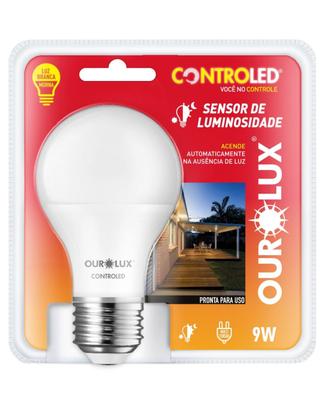 Imagem de 6 Lâmpadas LED Base E27 Bivolt com Sensor Luminosidade 9w Cor da Luz 2700k Branco Quente Ourolux