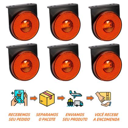 Imagem de 6 Lanterna Lateral Carreta LED Âmbar 85mm c/ Suporte - Fio