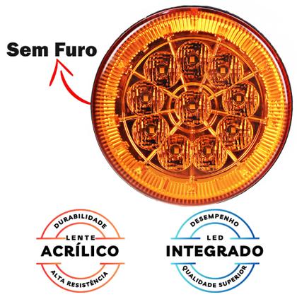 Imagem de 6 Lanterna Traseira 125mm Caminhão Carreta Mod. Randon 10 LED 24V +Conector