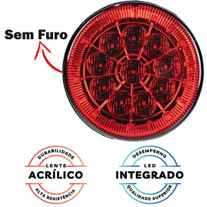 Imagem de 6 Lanterna Traseira 125mm Caminhão Carreta Mod. Randon 10 LED 24V +Conector