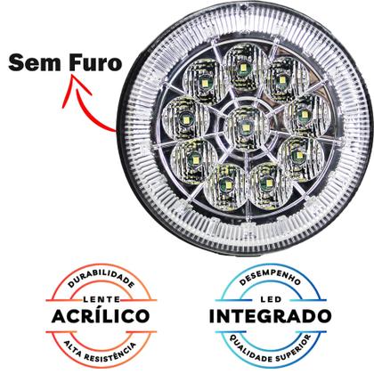 Imagem de 6 Lanterna Traseira 125mm Caminhão Carreta Mod. Randon 10 LED 24V +Conector
