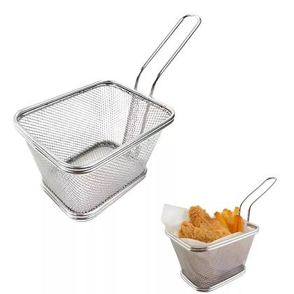 Imagem de 6 Mini Cestos Fritura Inox 12cm Servir Porção Batatas Fritas