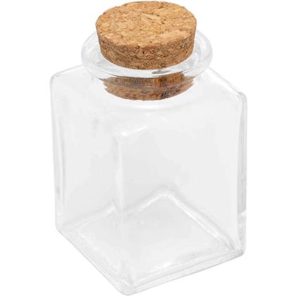 Imagem de 6 Mini Potes de Vidro Porta Temperos com Tampa de Rolha Lembrancinha Quadrados Lyor