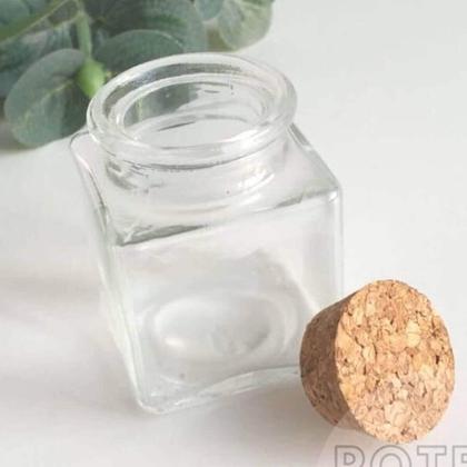 Imagem de 6 Mini Potes de Vidro Porta Temperos com Tampa de Rolha Lembrancinha Quadrados Lyor