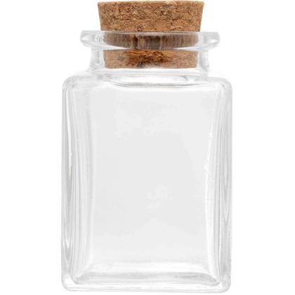 Imagem de 6 Mini Potes de Vidro Porta Temperos com Tampa de Rolha Lembrancinha Quadrados Lyor