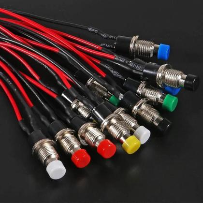 Imagem de 6 Peças Interruptor De Botão Momentâneo Mini SPST 1A 250V AC Com 2 Pinos, 6 Cores, Fios Pré-soldados