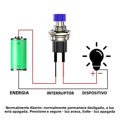 Imagem de 6 Peças Interruptor De Botão Momentâneo Mini SPST 1A 250V AC Com 2 Pinos, 6 Cores, Fios Pré-soldados