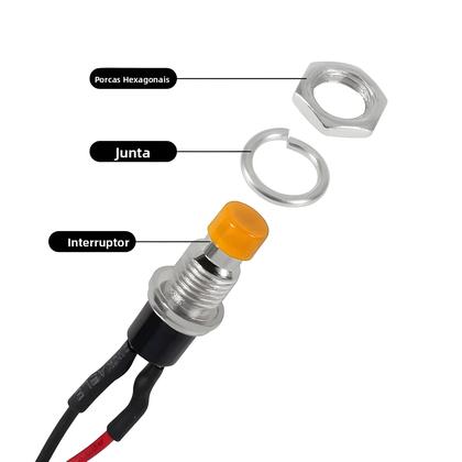 Imagem de 6 Peças Interruptor De Botão Momentâneo Mini SPST 1A 250V AC Com 2 Pinos, 6 Cores, Fios Pré-soldados