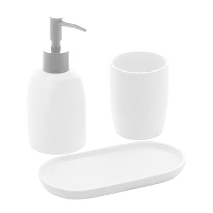 Imagem de 6 Peças Porta Escova Porta Sabonete Travessa Cerâmica Branca