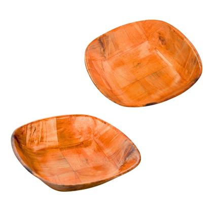 Imagem de 6 Petisqueira Travessa Tigela Quadrada Bambu Servir Petiscos