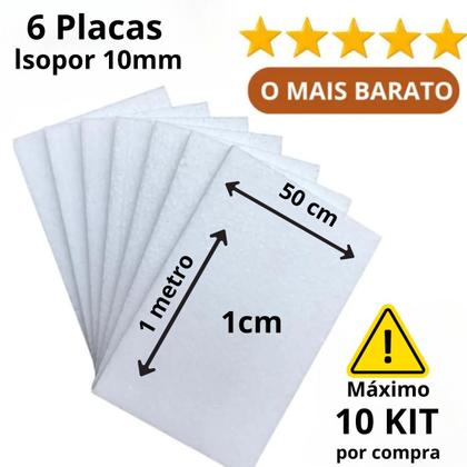 Imagem de 6 Placas de Isopor 10mm 100cm x 50cm x 1cm Forro - ECO ISO