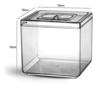 Imagem de 6 Potes Quadrado Com Tampa 5l Em Cristal Ps + 6 Conchas