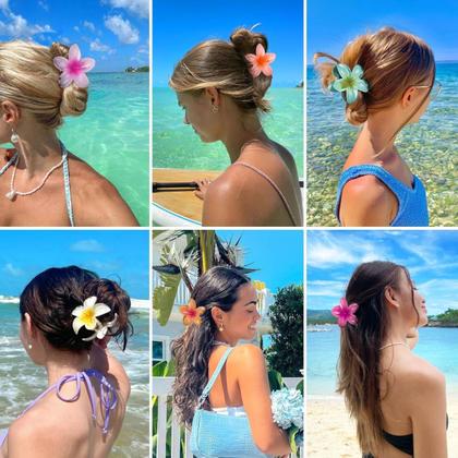 Imagem de 6 Presilha Piranha Cabelo Flor Prendedor Penteado Verão Praia