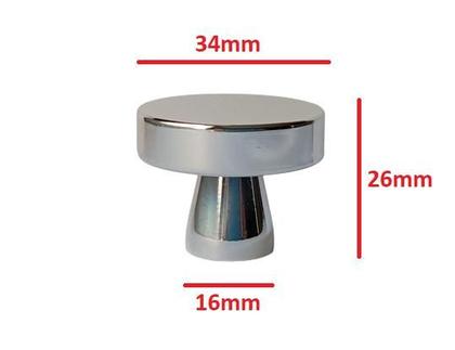 Imagem de 6 Puxador de Gaveta, Armário alta Qualidade Redondo Cromado