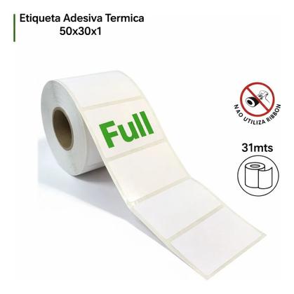 Imagem de 6 Rolos Etiqueta Adesiva Termica 50x30x1 Full - Rolo 31mts