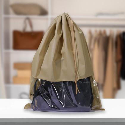 Imagem de 6 Sacos Para Bolsa / Porta Bolsa Bege 60x45cm C/ Visor