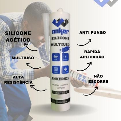 Imagem de 6 Silicone Acético Transparente 230g Vedante Construção