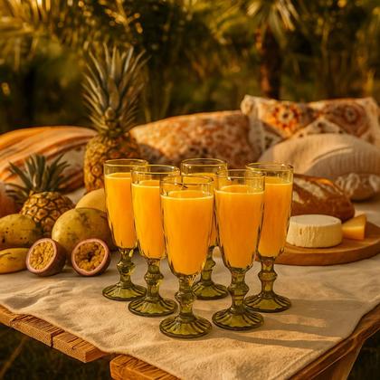 Imagem de 6 Taças Flute Diamante Verde Esmeralda Champanhe Vidro 140ml