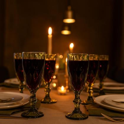 Imagem de 6 Taças Flute Diamante Verde Esmeralda Champanhe Vidro 140ml