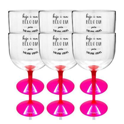 Imagem de 6 Taças Gin Base Rosa Acrílico Personalizada Enfermagem