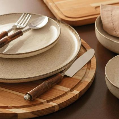 Imagem de 6 Talheres Com Cabo De Bambu Wolff De Aço Inox