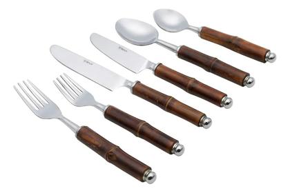 Imagem de 6 Talheres Com Cabo De Bambu Wolff De Aço Inox