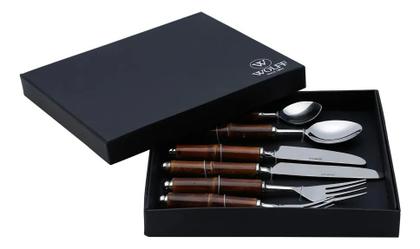 Imagem de 6 Talheres Com Cabo De Bambu Wolff De Aço Inox