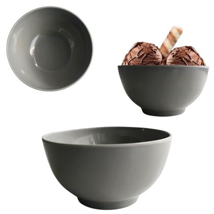 Imagem de 6 Tigelas Bowl 450ml Cinza em Melamina Redonda Sobremesa Açai
