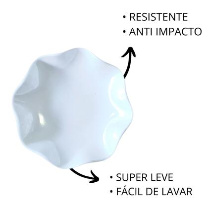 Imagem de 6 Tigelas Bowl Ondulada em Melamina Branca 15cm