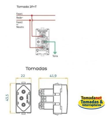 Imagem de 6 Un Módulo Tomada 2p+t 20a/250v Fame Elegance Vermelho