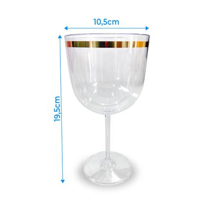 Imagem de 6 Unid Taça Borda Dourada Vinho Água Licor Gin 600ml