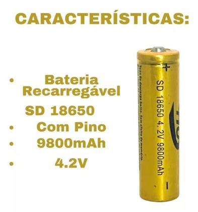 Imagem de 6 unidades Bateria Recarregável Modelo 18650 9800mah 4.2v
