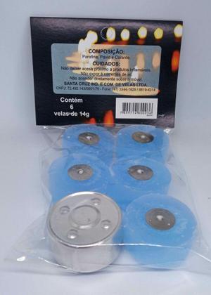 Imagem de 6 velas rechaud flutuante azul claro decoração c/ porta-vela - Santa Cruz