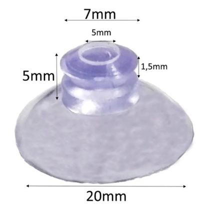 Imagem de 6 Ventosas de 20mm (2cm) De PVC P/ Vidro E Superfícies Lisas