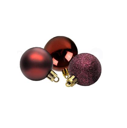 Imagem de 60 Bolas Natal Lisa Fosca Glitter Vermelha Vinho Enfeite