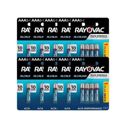 Imagem de 60 Pilhas Alcalina Rayovac AAA - 10 Cartelas