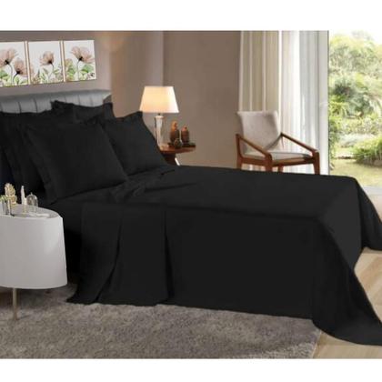 Imagem de 6008 Kit CONJUNTO ROUPA CAMA Jogo De Lençol Microfibra Casal Queen 4 PEÇAS Premiun Liso