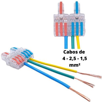 Imagem de 6un Conector Elétrico Emenda Derivação Para Iluminação 3 vias 1 entrada 2 saídas 4mm² 32A/400V Laranja