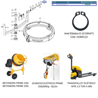 Imagem de 6x Anel Elástico E-15 CÓD: 21060113 P/Equipamentos Menegotti